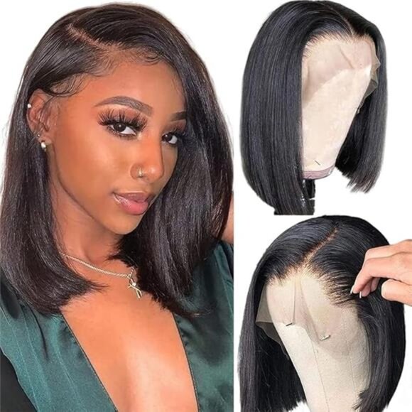 Bob Wig Lace Front Wigs Pre Plucked with Baby Hair 180% Density Short Bob Wigs - Picture 7 of 14